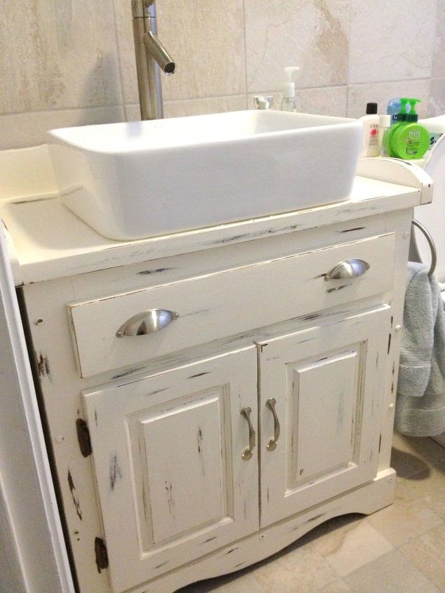 11 low cost ways to replace or redo a hideous bathroom vanity, Flip a thrift store dresser into a new vanity