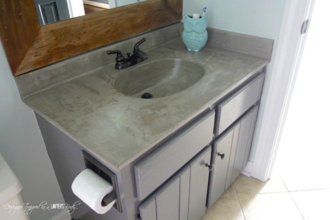11 low cost ways to replace or redo a hideous bathroom vanity, Give the vanity a paint countertop makeover
