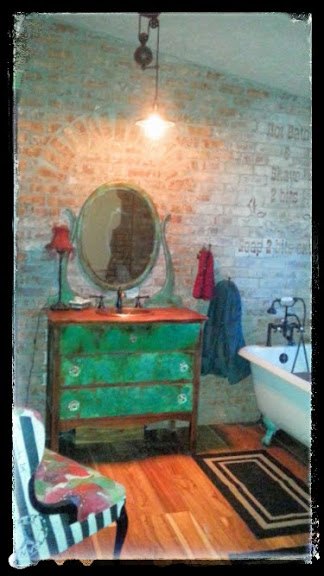 sk s copper patina and oak bath vanity, bathroom ideas, chalk paint, painted furniture, painting, repurposing upcycling, woodworking projects