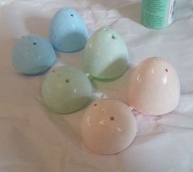 more painted plastic eggs, crafts, easter decorations, seasonal holiday decor, first coat