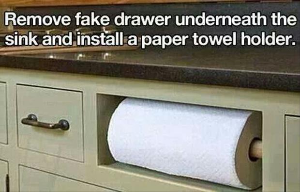 construir uma lixeira para toalhas de papel na gaveta