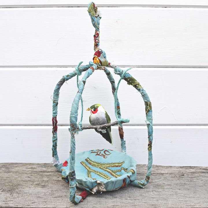 gorgeous spring fabric birdcages, crafts