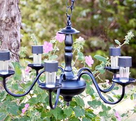 s 13 spectacular things to make for your yard using 1 solar lights, lighting, outdoor living, repurposing upcycling, This elegant updated chandelier