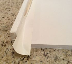 cornice and shower curtain, bathroom ideas, small bathroom ideas, reupholster, Taping the sides on