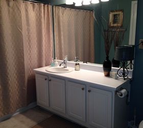 cornice and shower curtain, bathroom ideas, small bathroom ideas, reupholster, Before ugh