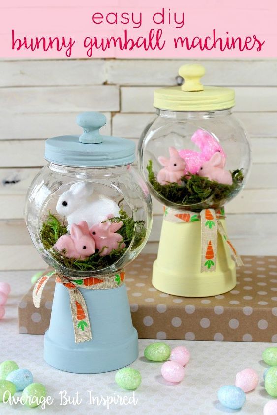 spring bunnies diy gumball machine craft, crafts, easter decorations, seasonal holiday decor