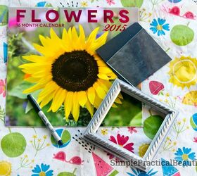 small frames with flower photos, repurposing upcycling, wall decor
