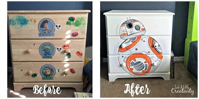 star wars bb8 hand painted dresser, painted furniture