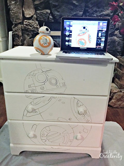 star wars bb8 hand painted dresser, painted furniture