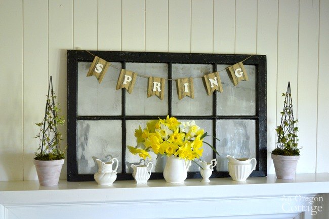 simple spring mantel in 5 easy steps, fireplaces mantels, home decor, seasonal holiday decor