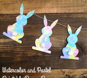 printable watercolor pastel bunny banner, crafts, easter decorations, seasonal holiday decor