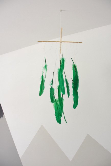 kids room decor diy feather mobile, crafts, how to