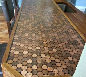 s 13 ways to transform your countertops without replacing them, bathroom ideas, countertops, kitchen design, Tile the top with pennies