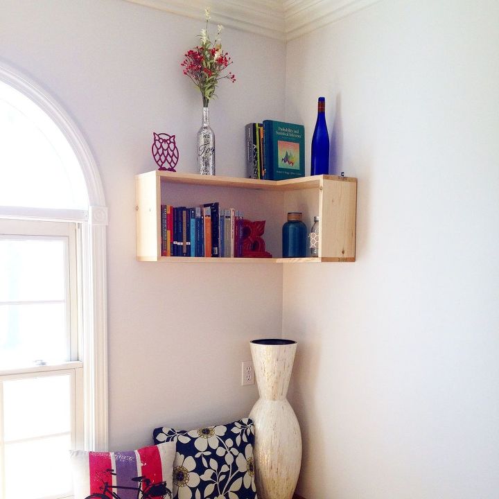 the turning point diy corner shelves, diy, home office, shelving ideas, woodworking projects