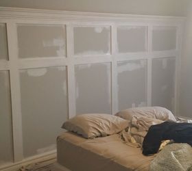 bedroom board and batten wall, Priming the pieces before paint