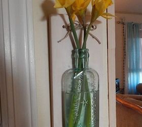 repurposed bottle and scrap wood, container gardening, crafts, flowers, gardening, repurposing upcycling, woodworking projects
