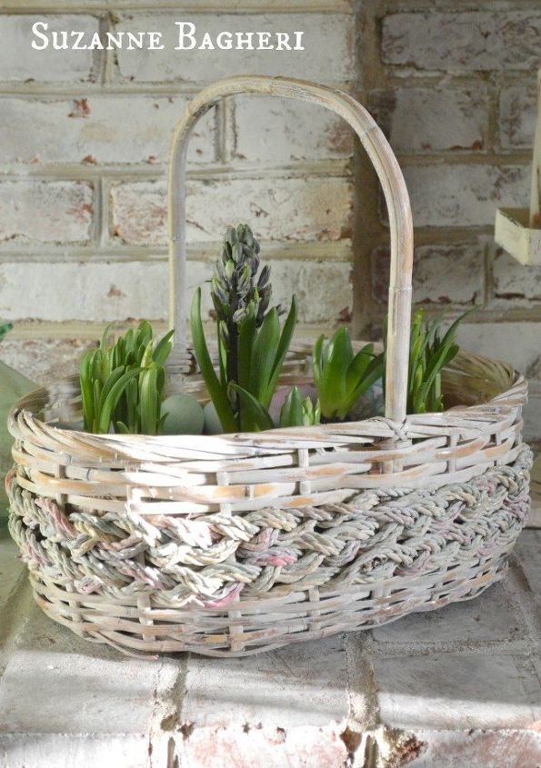 spring basket bulb garden, chalk paint, container gardening, crafts, easter decorations, seasonal holiday decor
