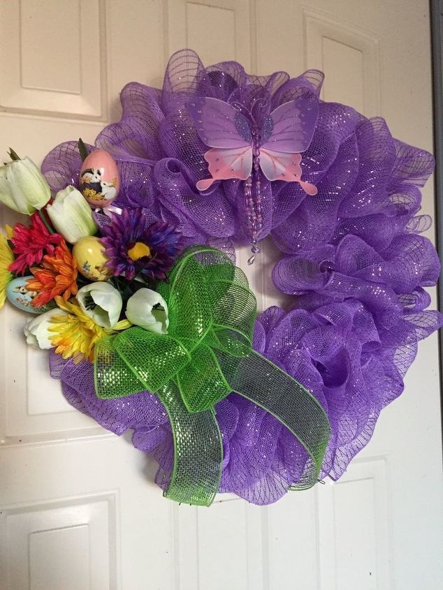 Easter Spring Deco Mesh Door Wreath Hometalk Easter Spring Deco Mesh Door Wreath Crafts Seasonal Holiday Decor Wreaths