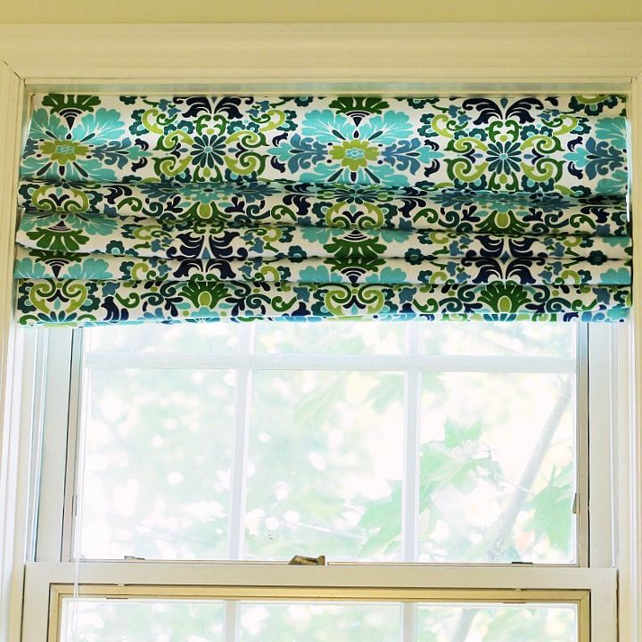 15 designer tricks to get pinterest worthy curtains, Turn blinds into roman shades with fabric