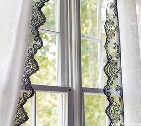 15 designer tricks to get pinterest worthy curtains, Edge plain curtains with colorful lace