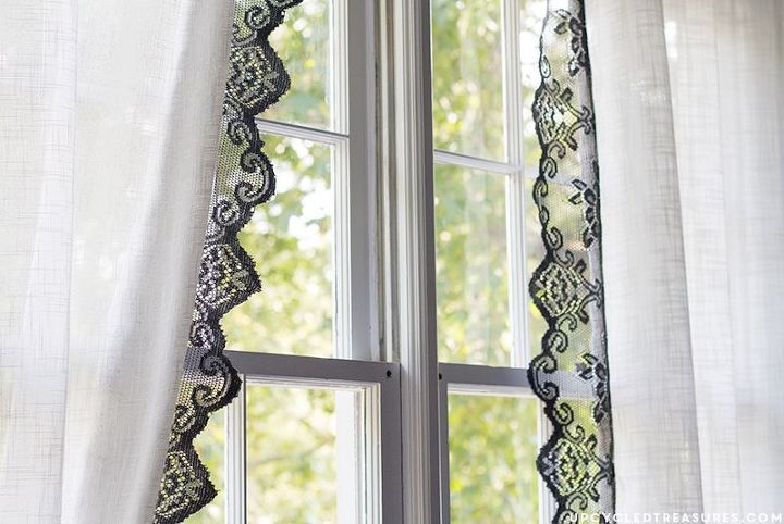 15 designer tricks to get pinterest worthy curtains, Edge plain curtains with colorful lace