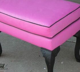 fab painted fabric footstool, painted furniture, reupholster
