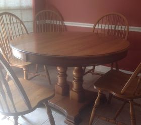 oak dining table and chairs to paint or not, Table also has two leaves and six chairs total