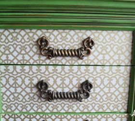 bold green dresser makeover with decoupage drawers, decoupage, painted furniture