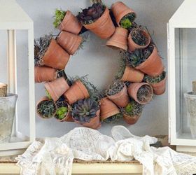 s 31 gorgeous spring wreaths that will make your neighbors smile, crafts, seasonal holiday decor, wreaths, String together live flower pots