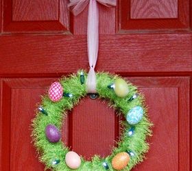 s 31 gorgeous spring wreaths that will make your neighbors smile, crafts, seasonal holiday decor, wreaths, Wrap lights around a grassy wreath