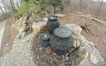 Multiple Bubbling Urn Fountain Feature With Pondless Waterfall