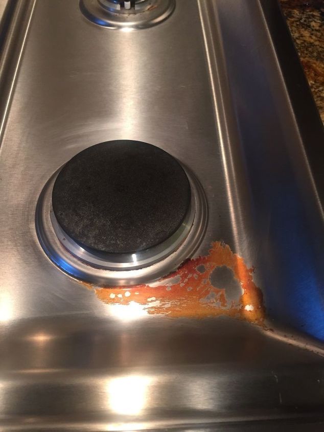 need help with cooked on grease on a stainless cooktop, Cooked on Crisco Yuck