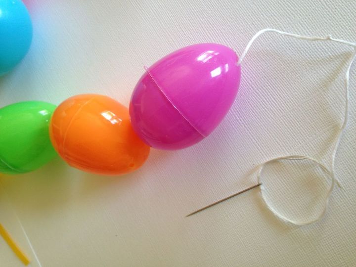 plastic easter egg garland in 3 easy steps, crafts, easter decorations, seasonal holiday decor