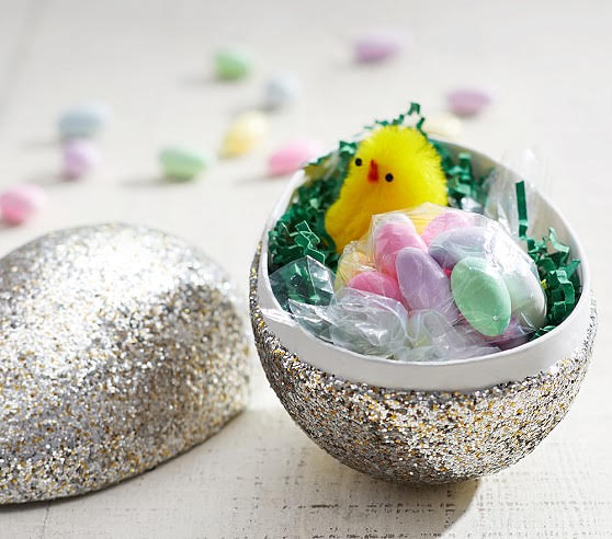 pottery barn inspired german glitter easter eggs, crafts, decoupage, easter decorations, seasonal holiday decor