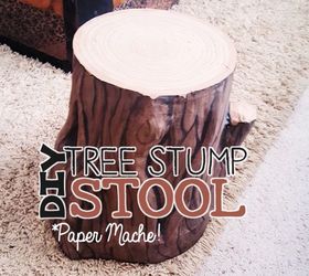 paper mache tree stump stool, crafts, painted furniture