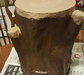 paper mache tree stump stool, crafts, painted furniture
