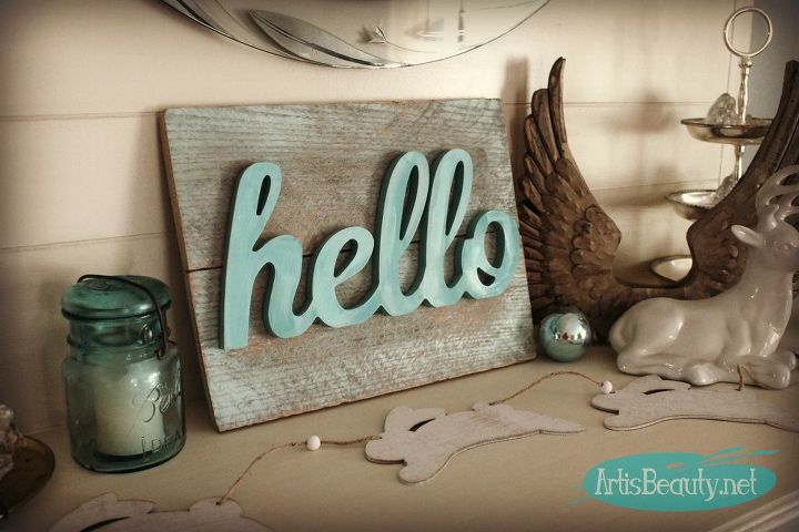 super easy hello spring palleta art, crafts, diy, wall decor, woodworking projects