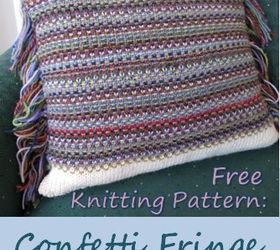 knit a confetti fringe pillow cover with free pattern, crafts, reupholster