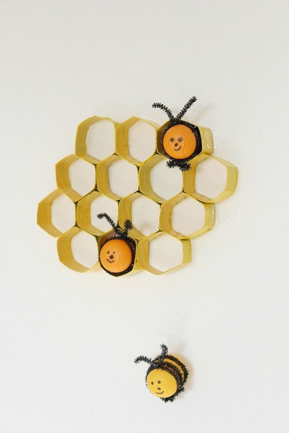 diy bees kids craft out of kinder eggs, crafts, repurposing upcycling