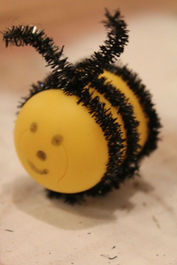 diy bees kids craft out of kinder eggs, crafts, repurposing upcycling