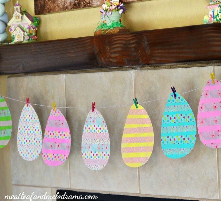 washi tape egg garland, crafts, easter decorations, seasonal holiday decor