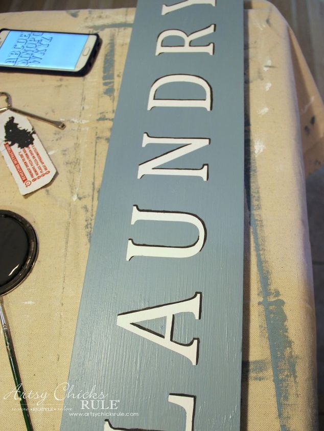 antiqued laundry sign with shadowing, crafts, laundry rooms, wall decor