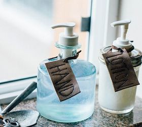 leather soap tags, crafts, how to, small bathroom ideas