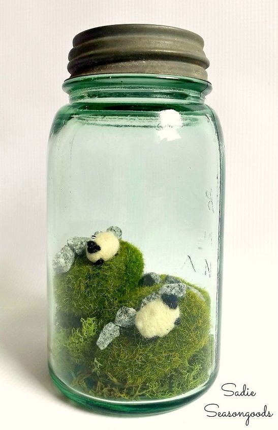 s 21 enchanting ideas for people who love green, home decor, paint colors, painted furniture, Put Together a Grassy Mason Jar Display