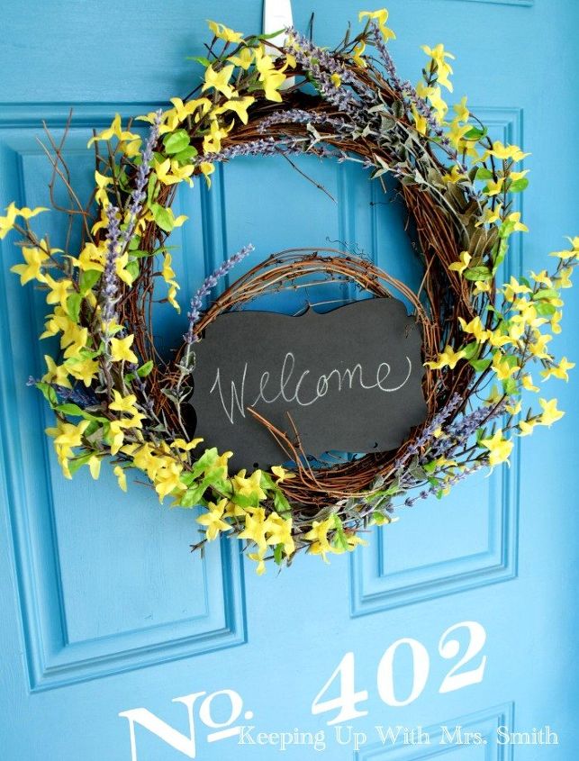 forsythia lavender spring wreath, crafts, how to, seasonal holiday decor, wreaths