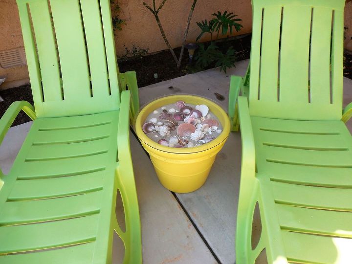 seashell outdoor table, outdoor furniture, outdoor living