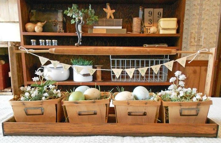 s these are the hottest diy spring trends of 2016, crafts, seasonal holiday decor, Repurpose berry baskets as a tablescape