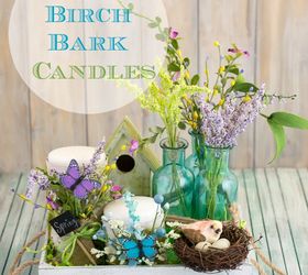 spring birch bark candle, crafts, seasonal holiday decor