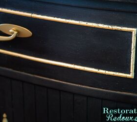 black vintage dresser with gold leafing, painted furniture