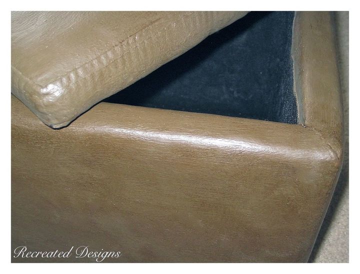 turning micro suede into the look of leather with paint, chalk paint, painted furniture